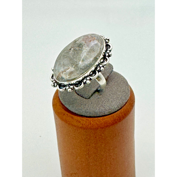 Orca Agate Stone Estate Ring .925 Stone Sz 6 - 8.93 Grams - Beautiful - Picture 1 of 3